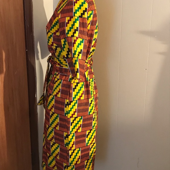 African Print Dress with Belt - Picture 2 of 3